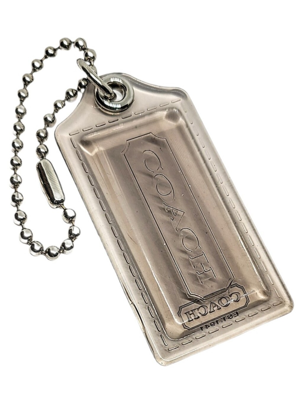 😊 Coach Poppy 2.5" Smokey Gray Black Lucite Hangtag Bag Fob Charm Keychain RARE